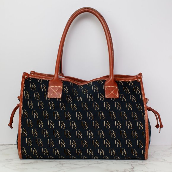 Dooney & Bourke Canvas Black Canvas Signature Logo Tote Bag - Picture 3 of 12